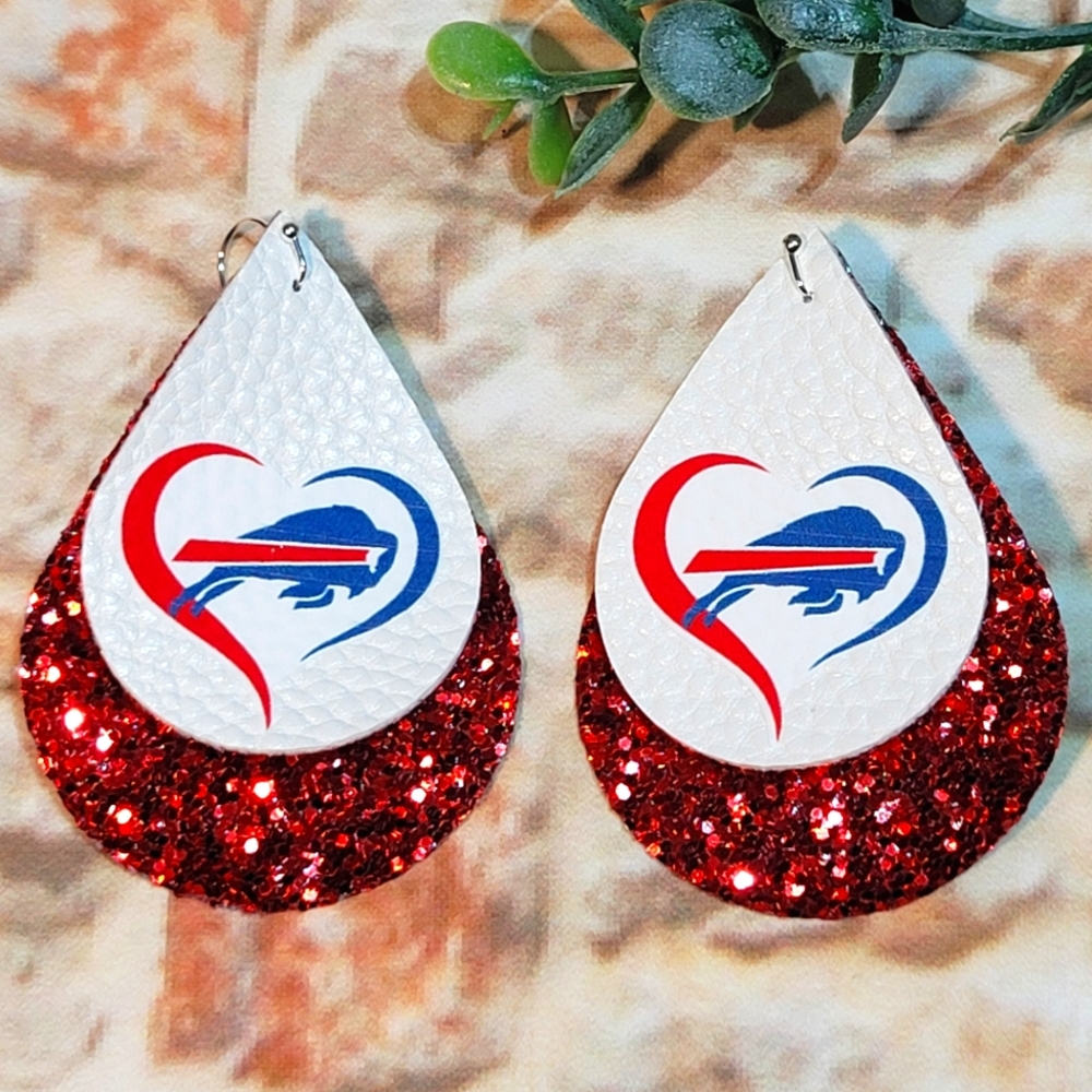 NWT....Buffalo Bills football faux leather earrings